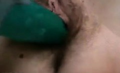 Hairy Pussy Enjoying An Adult Toy Close Up